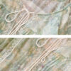 French Riviera Scalloped Lace Crinkled Linen Mix Womens Floral Blouse