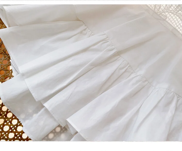 French Riviera Broderie Anglaise Womens Asymmetric Ruffled Blouse