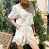 French Riviera Scalloped Broderie Anglaise Womens Shorts Set