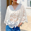 French Riviera Scalloped White Broderie Anglaise Womens Tops