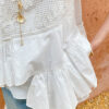 French Riviera Broderie Anglaise Womens Asymmetric Ruffled Blouse