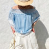 French Riviera Smocked Scalloped Lace Lyocell Womens Bardot Blouse