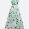 French Riviera Breathable Floral Belted Womens One Shoulder Maxi Dress