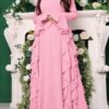Timeless Classic Ruffled Flare Sleeve Stretchy Polyester Womens Maxi Dress