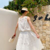 French Riviera Broderie Anglaise Cotton Womens Midi Two Piece Set