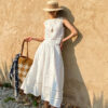 French Riviera Broderie Anglaise Airy Cotton Womens Midi Two Piece