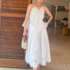 French Riviera Scalloped Broderie Anglaise Womens A Line Midi Skirt