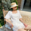 French Riviera Scalloped Broderie Anglaise Womens Shorts Set