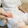 French Riviera Scalloped Broderie Anglaise Womens Shorts Set