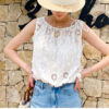 French Riviera Airy Cotton Broderie Anglaise Women Midi Skirt Set