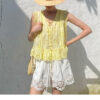 French Riviera Scalloped Broderie Anglaise Cotton Linen Womens Shorts