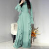 Timeless Classic Ruffled Flare Sleeve Stretchy Polyester Womens Maxi Dress