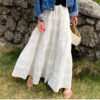 French Riviera Broderie Anglaise Cotton Womens Tiered Midi Skirt