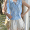 French Riviera Scalloped Broderie Anglaise Cotton Linen Womens Shorts