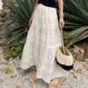French Riviera Broderie Anglaise Cotton Womens Tiered Midi Skirt