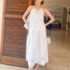 French Riviera Scalloped Broderie Anglaise Womens A Line Midi Skirt