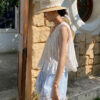 French Riviera Scalloped Broderie Anglaise Cotton Linen Womens Shorts