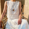 French Riviera Broderie Anglaise Airy Cotton Womens Midi Two Piece