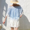 French Riviera Smocked Scalloped Lace Lyocell Womens Bardot Blouse