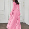 Timeless Classic Ruffled Flare Sleeve Stretchy Polyester Womens Maxi Dress