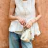French Riviera Broderie Anglaise Womens Asymmetric Ruffled Blouse