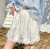 French Riviera Smocked Scalloped Lace Lyocell Womens Bardot Blouse
