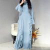 Timeless Classic Ruffled Flare Sleeve Stretchy Polyester Womens Maxi Dress