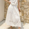 French Riviera Broderie Anglaise Cotton Womens Midi Two Piece Set