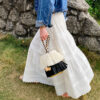 French Riviera Broderie Anglaise Cotton Womens Tiered Midi Skirt