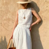 French Riviera Broderie Anglaise Airy Cotton Womens Midi Two Piece