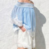 French Riviera Smocked Scalloped Lace Lyocell Womens Bardot Blouse