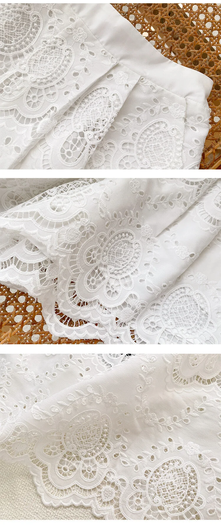 French Riviera Scalloped Broderie Anglaise Womens Shorts Set