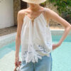 French Riviera Scalloped Broderie Anglaise Cotton Womens Cami Top