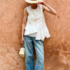 French Riviera Broderie Anglaise Womens Asymmetric Ruffled Blouse