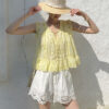 French Riviera Scalloped Broderie Anglaise Cotton Linen Womens Shorts
