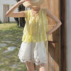 French Riviera Scalloped Broderie Anglaise Cotton Womens Blouse