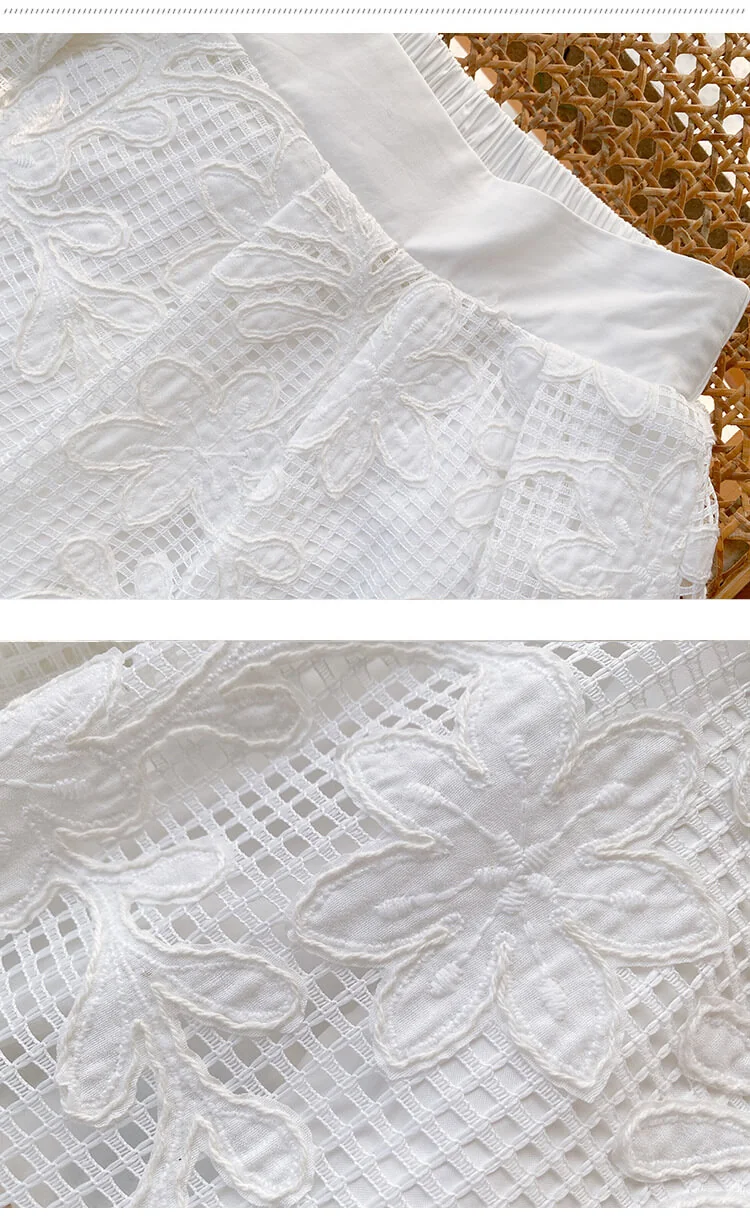 French Riviera Broderie Anglaise Womens Asymmetric Ruffled Blouse