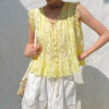 French Riviera Scalloped Broderie Anglaise Cotton Linen Womens Shorts