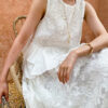 French Riviera Broderie Anglaise Womens Asymmetric Ruffled Blouse