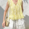 French Riviera Scalloped Broderie Anglaise Cotton Womens Blouse