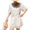French Riviera Scalloped Broderie Anglaise Womens Shorts Set