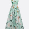 French Riviera Breathable Floral Belted Womens One Shoulder Maxi Dress