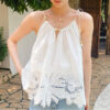 French Riviera Scalloped Broderie Anglaise Cotton Womens Cami Top