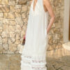 French Riviera Breathable Lyocell Lace Halter Frill Womens Maxi Dress