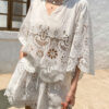 French Riviera Scalloped White Broderie Anglaise Womens Tops