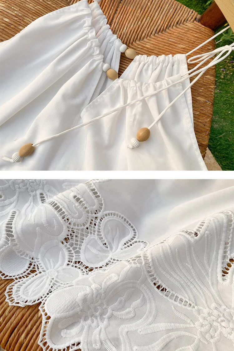 French Riviera Scalloped Broderie Anglaise Cotton Womens Cami Top