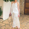 French Riviera Scalloped Broderie Anglaise Womens A Line Midi Skirt