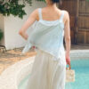 French Riviera Breathable Lyocell Scalloped Lace Trim Womens Cami Top