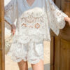 French Riviera Scalloped White Broderie Anglaise Womens Tops