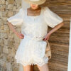 French Riviera Scalloped Broderie Anglaise Womens Shorts Set